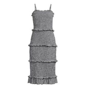 Fully Smocked Dress Ruffled Gingham Tiered‎ Dress 3XL/3X  Cottage Beach Coquett